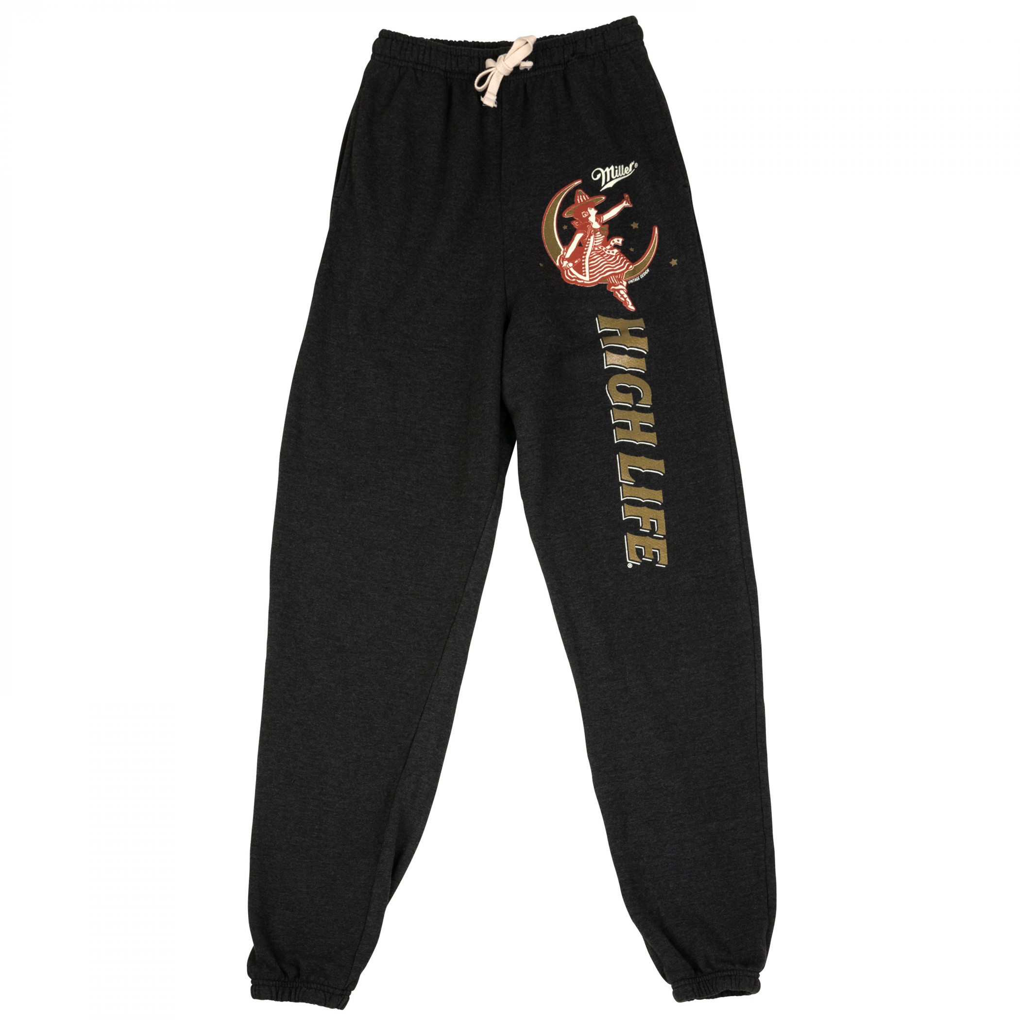 Miller High Life Girl in the Moon Sweatpant Joggers Black